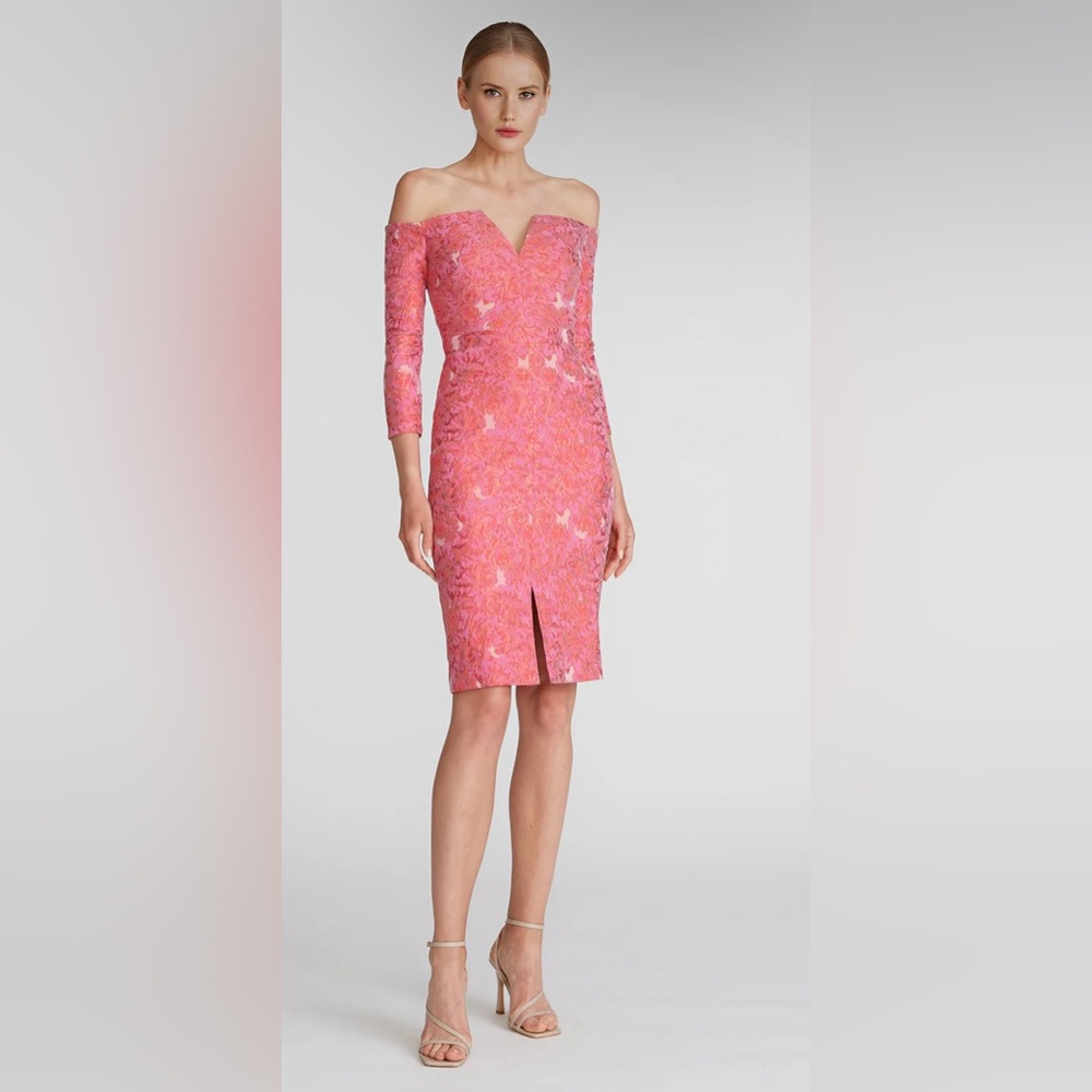 THEIA Annette 3/4 Sleeve Midi Dress Size 8